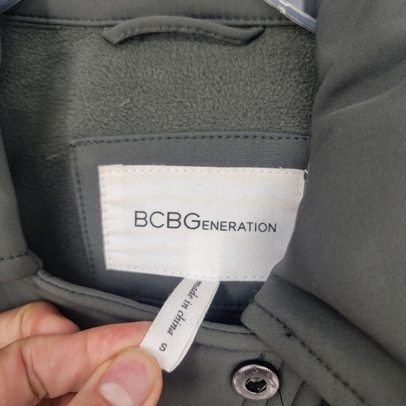 BCBGeneration Green Gray Coat with Wood and Fur Lining Small - Picture 5 of 7